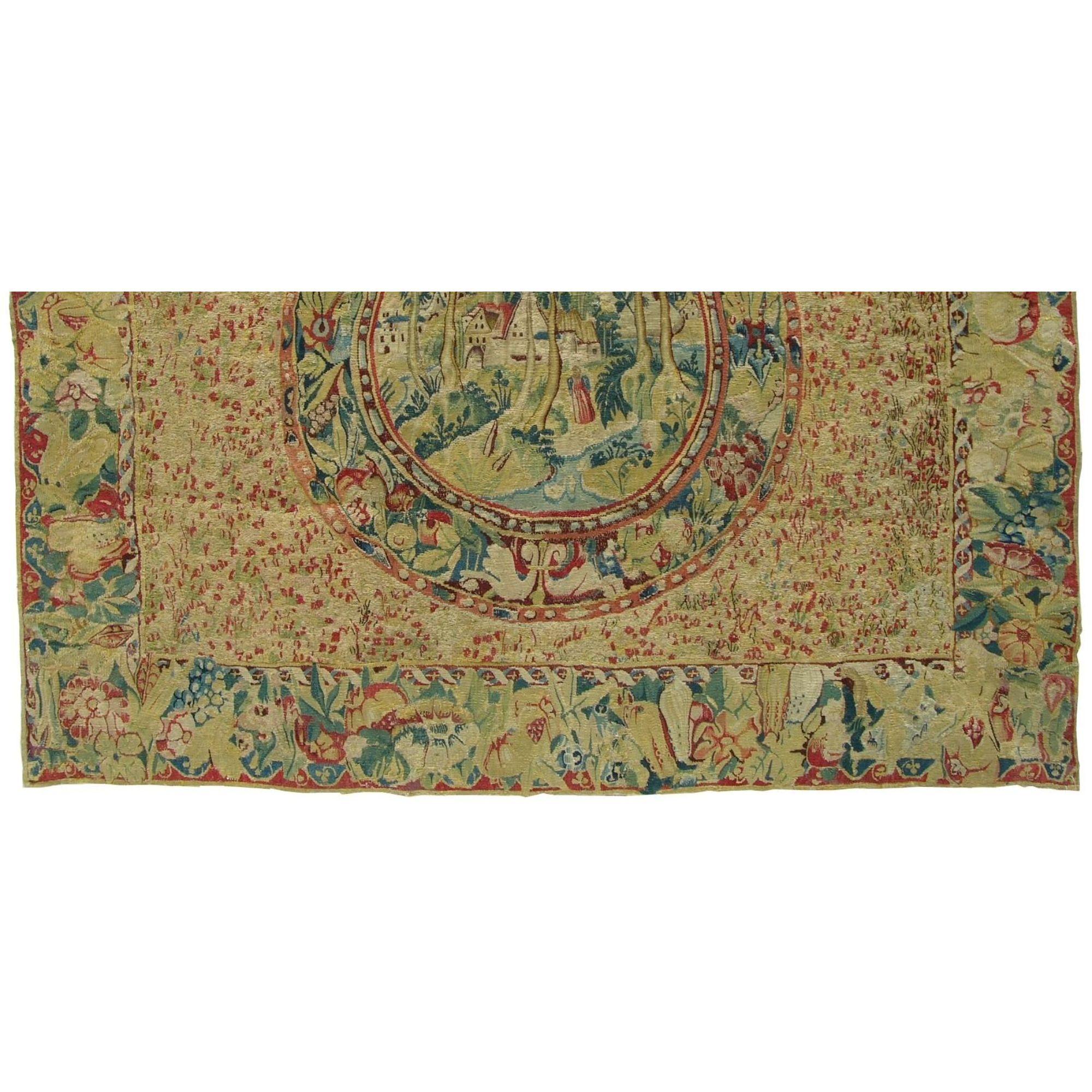 Other 15th Century Antique Brussels Millefleur Tapestry 6' X 5' For Sale