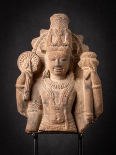 15th century Antique sandstone bust of Vishnu from India