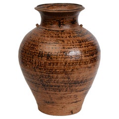 15. Jahrhundert, antike thailändische Sankampaeng Keramik Brown glasiert JAR