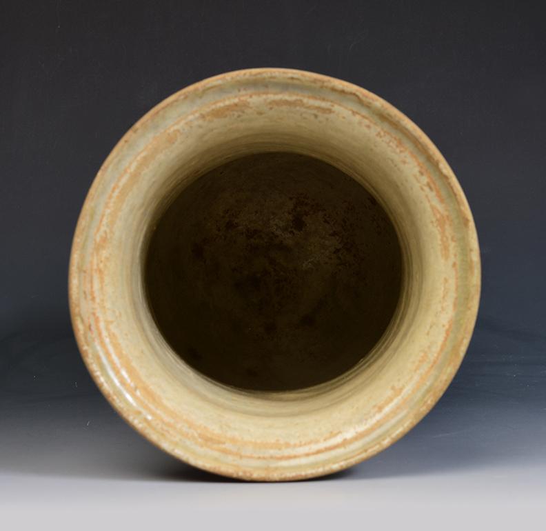 15th Century, Antique Vietnamese Ceramic Vase with Pale Olive-Geen Glaze 7