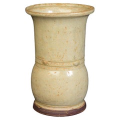 15th Century, Antique Vietnamese Ceramic Vase with Pale Olive-Geen Glaze