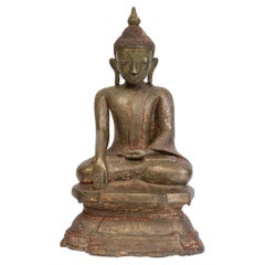 15th Century, Ava, Antique Burmese Bronze Seated Buddha 