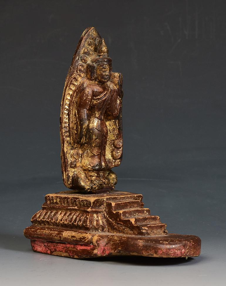 15th Century, Ava, Antique Burmese Pottery Standing Buddha For Sale 7