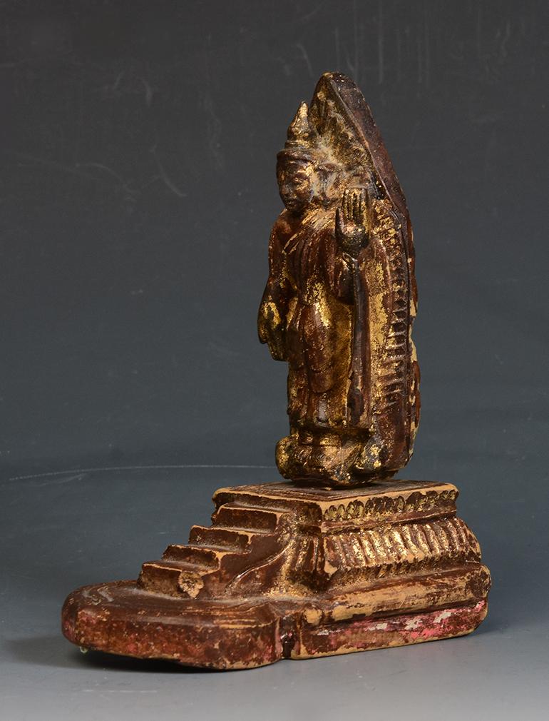 15th Century, Ava, Antique Burmese Pottery Standing Buddha For Sale 3