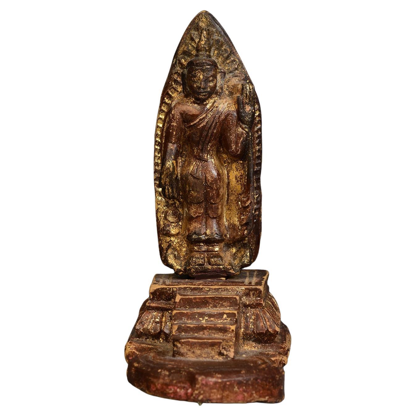 15th Century, Ava, Antique Burmese Pottery Standing Buddha For Sale