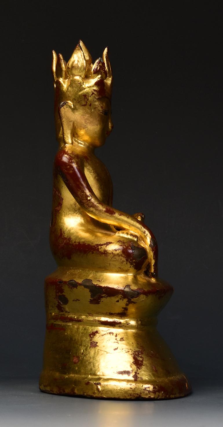 15th Century, Ava, Burmese Bronze Seated Crowned Buddha 6