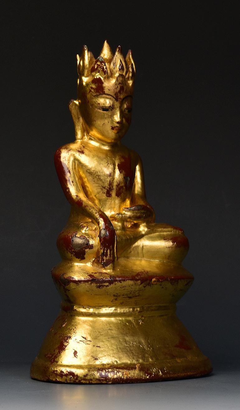15th Century, Ava, Burmese Bronze Seated Crowned Buddha 7
