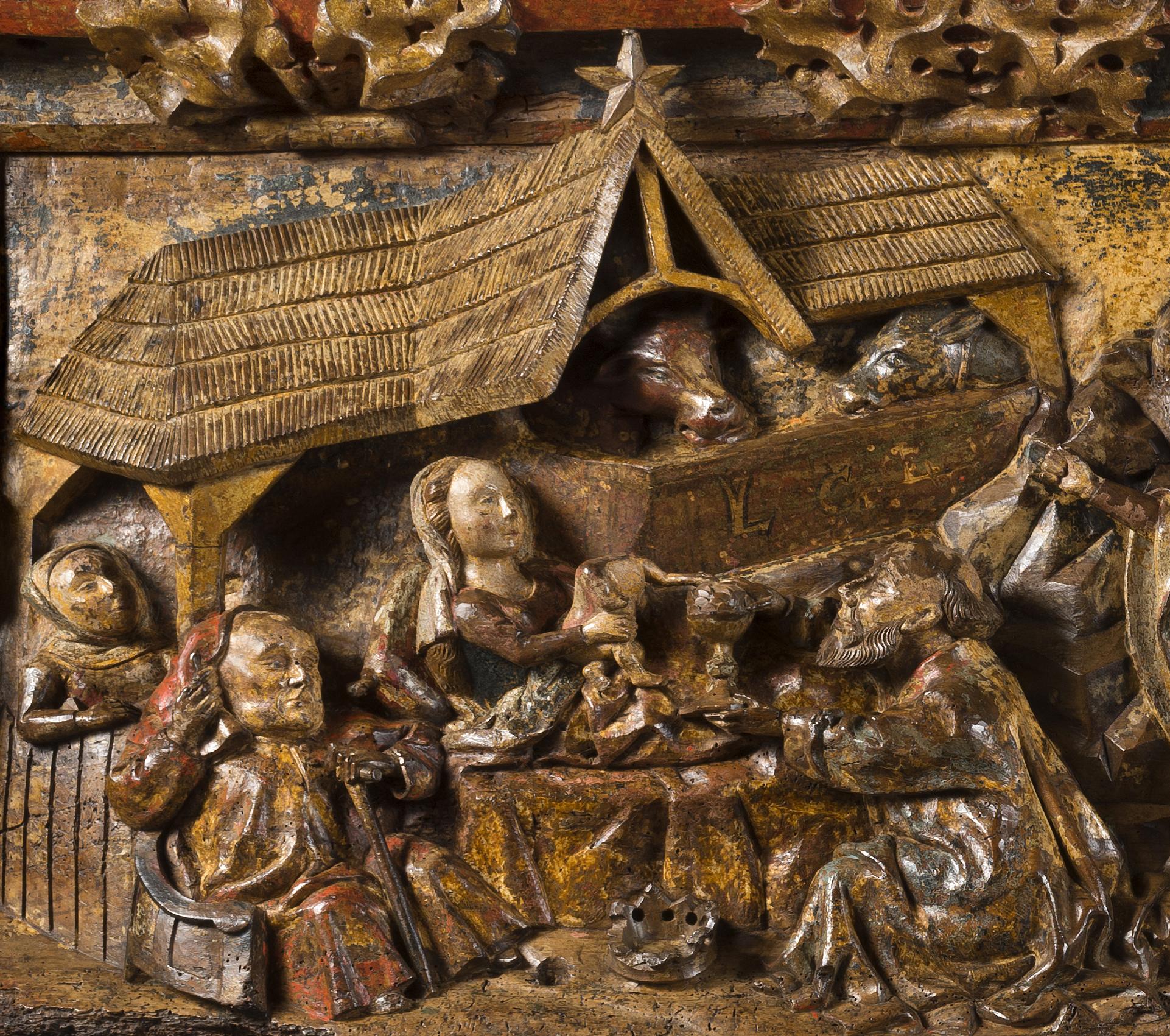 15th Century Burgundian Low-Relief Depicting Scenes of the Nativity In Good Condition For Sale In Saint-Ouen, FR