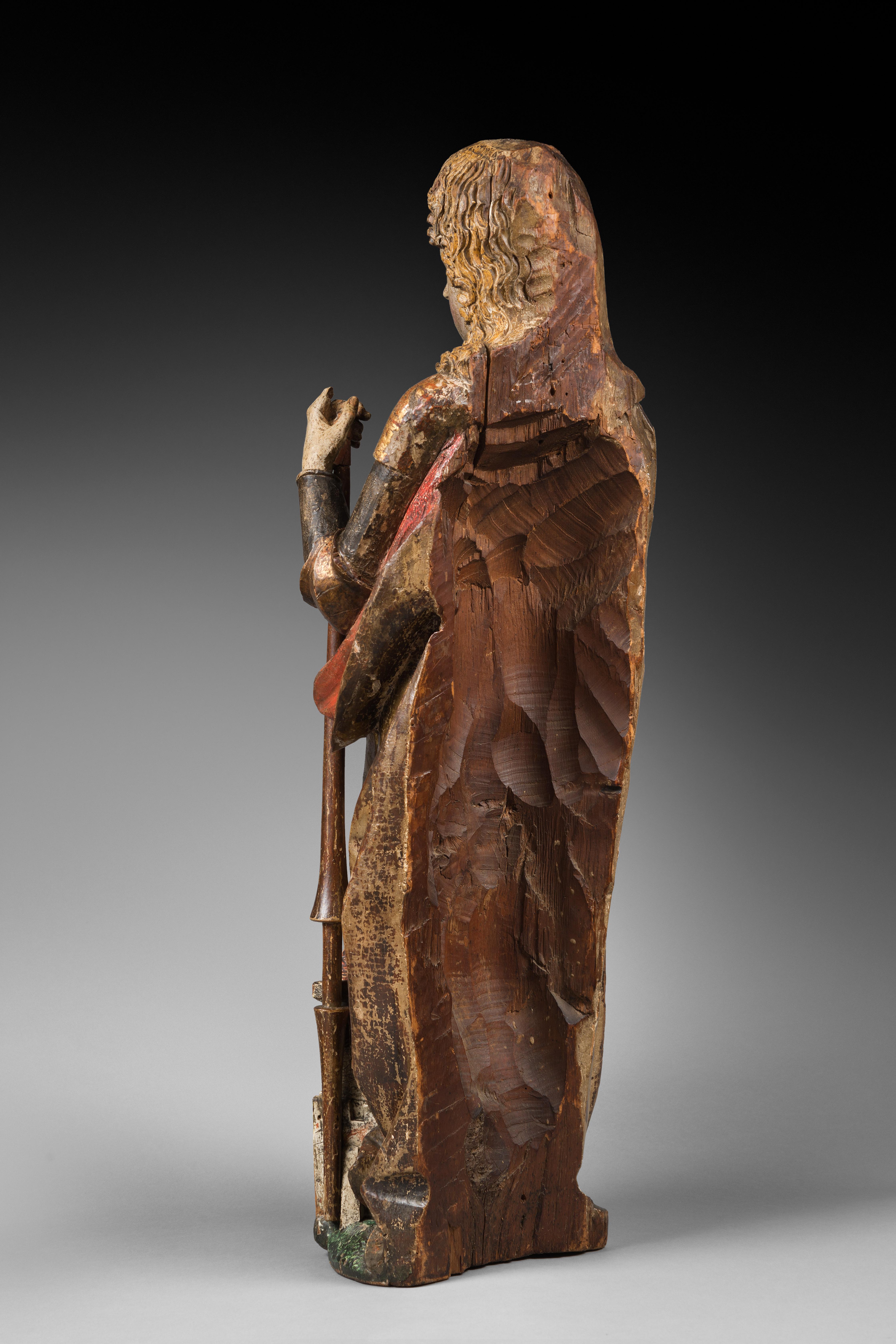 Gothic 15th Century Carved Polychrome Wood Depicting Saint Florian, Swabia