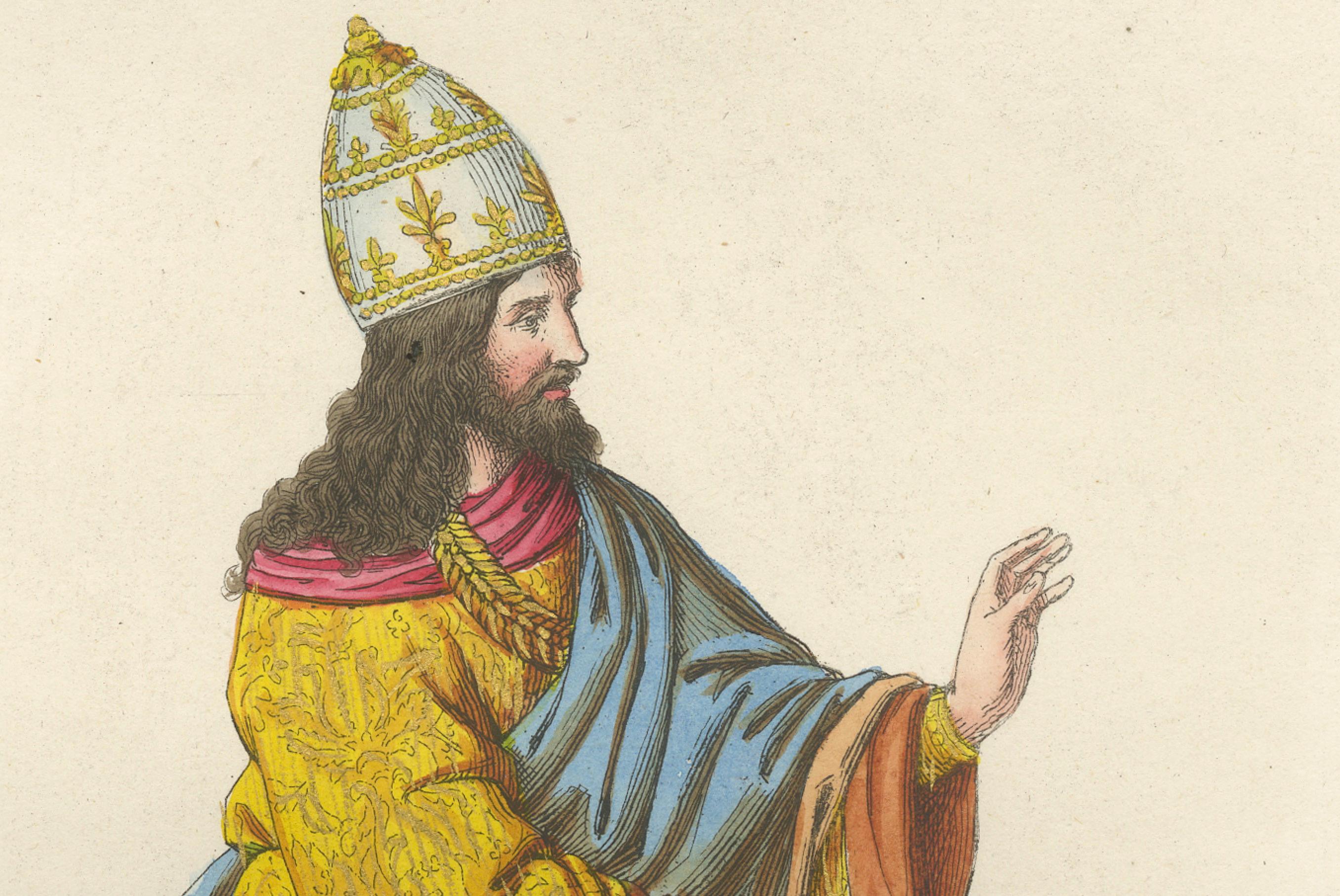Trajes del siglo XV - Grabado antiguo de figuras nobles, publicado en 1845 en venta 2
