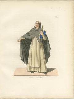 15th Century Dominican Friar – Antique Costume Print, Published 1845