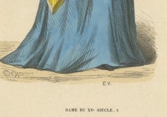15th Century Elegance: Lady of the Court, Engraved and Published in 1847