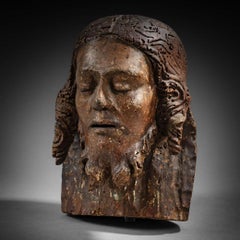 Testa di Cristo scolpita in legno di Florentine del XV secolo