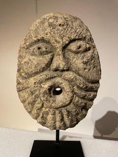 15th Century French Carved Limestone Fountainhead Mask