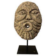 15th Century French Carved Limestone Fountainhead Mask 