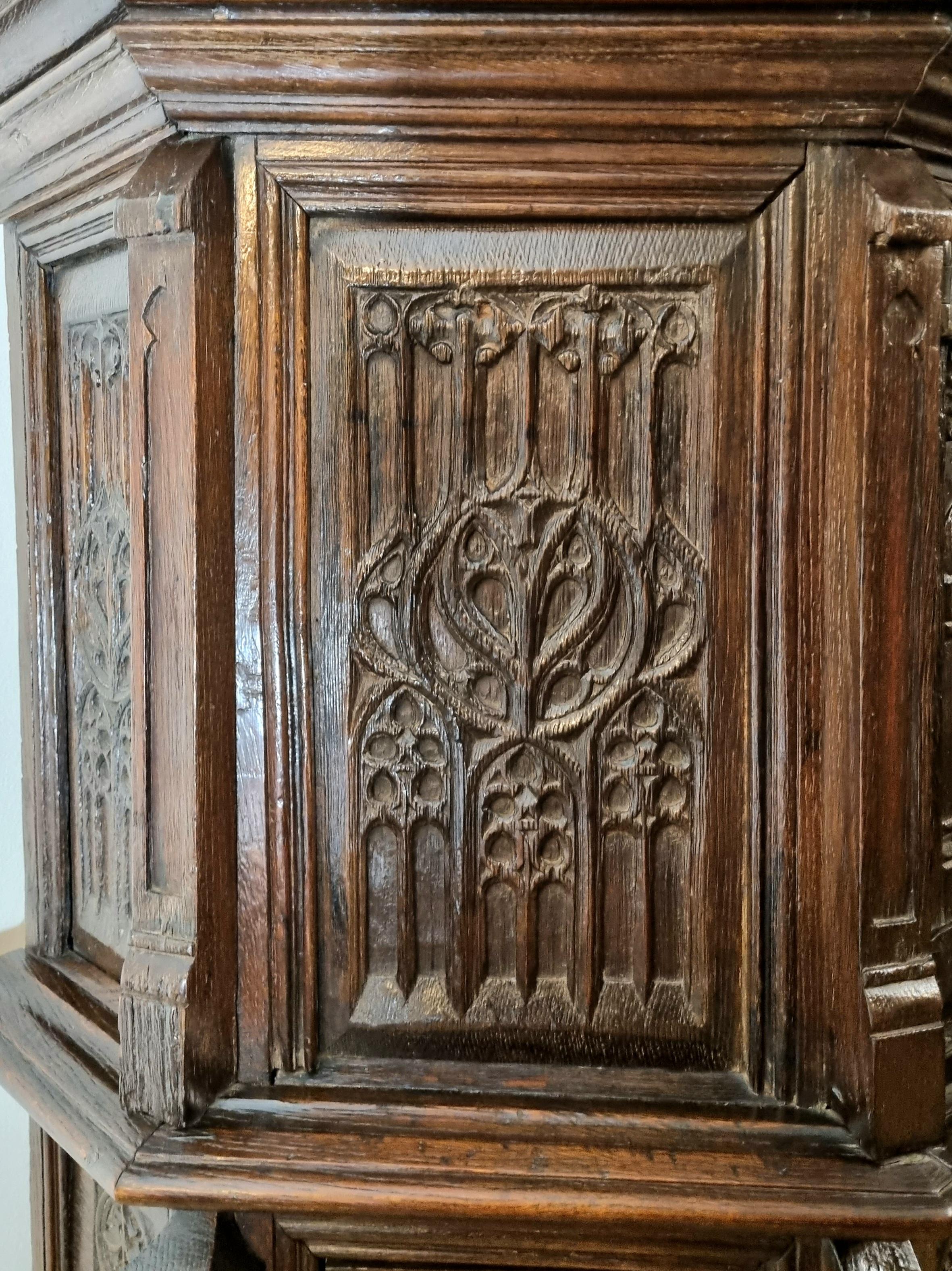 Iron 15th Century French Gothic Oak Cupboard / Dressoir For Sale