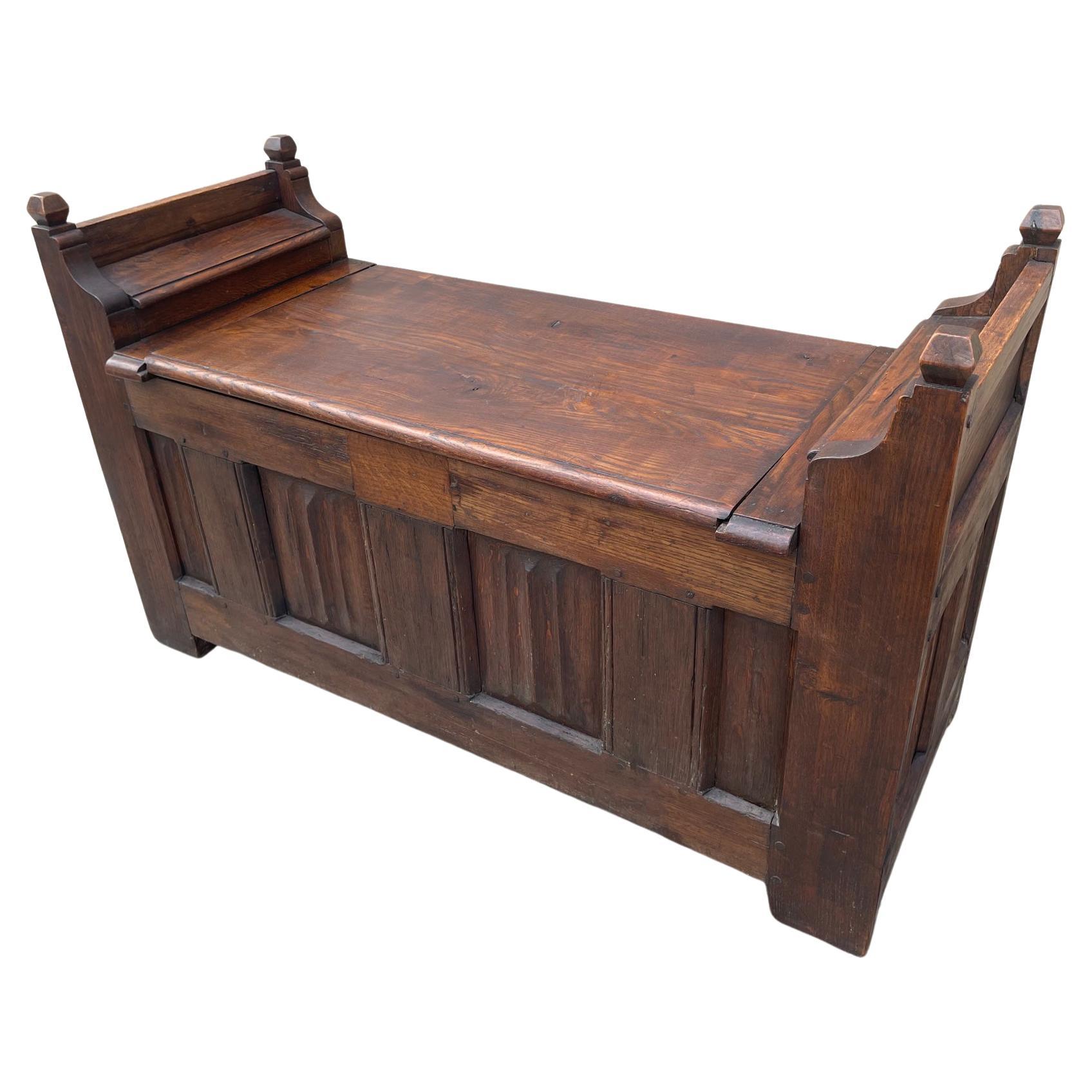 15th Century French Walnut Gothic Period Bench