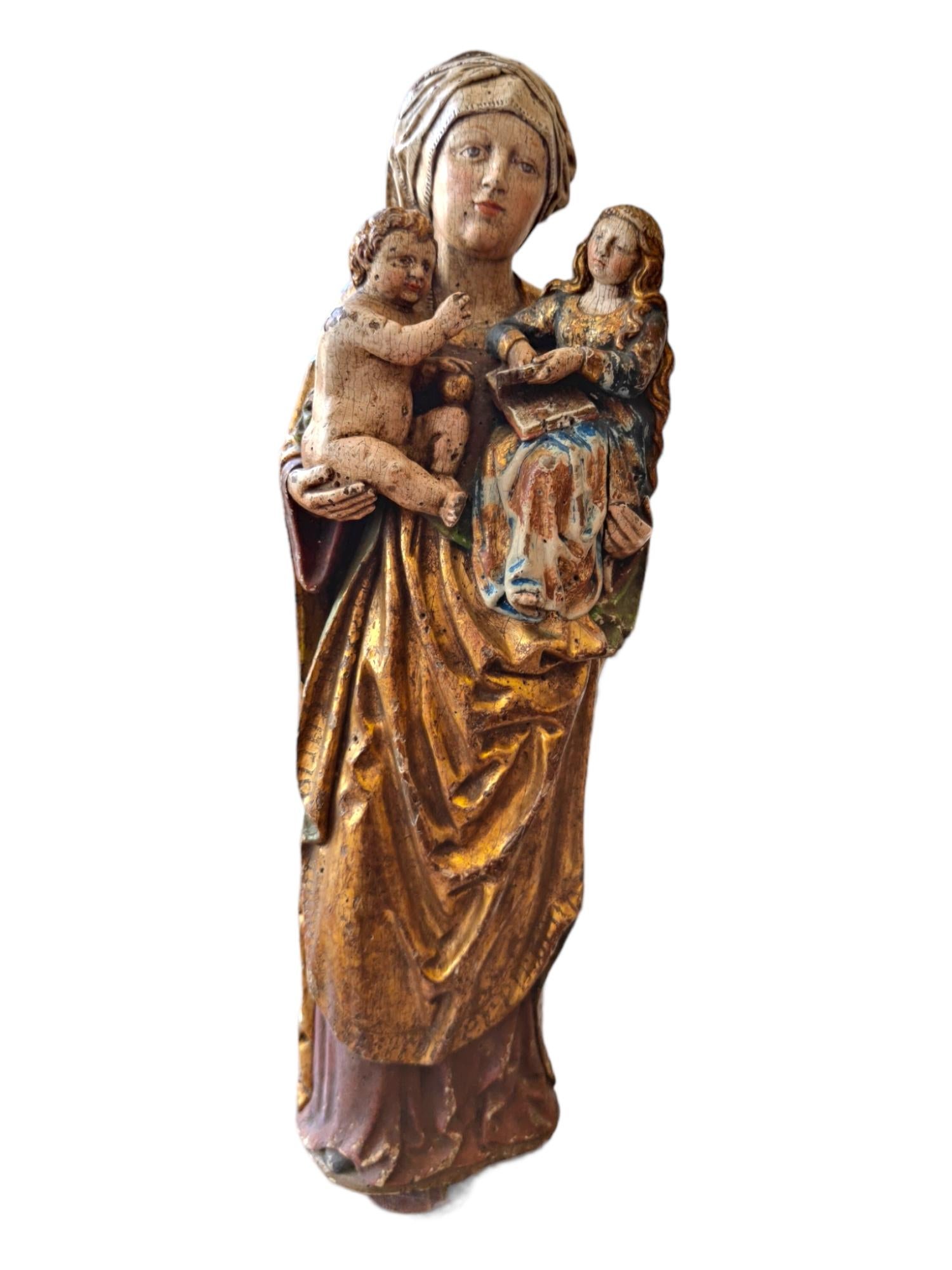 Wood 15th Century Gothic Virgin For Sale