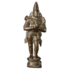 Figura indiana di bronzo del XV secolo, scultura fusa, abbigliamento rituale