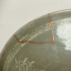 15th Century Korean Celadon Tea Bowl with Kintsugi Repair