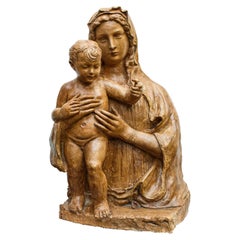 15th Century Madonna with Child Terracotta Sculpture