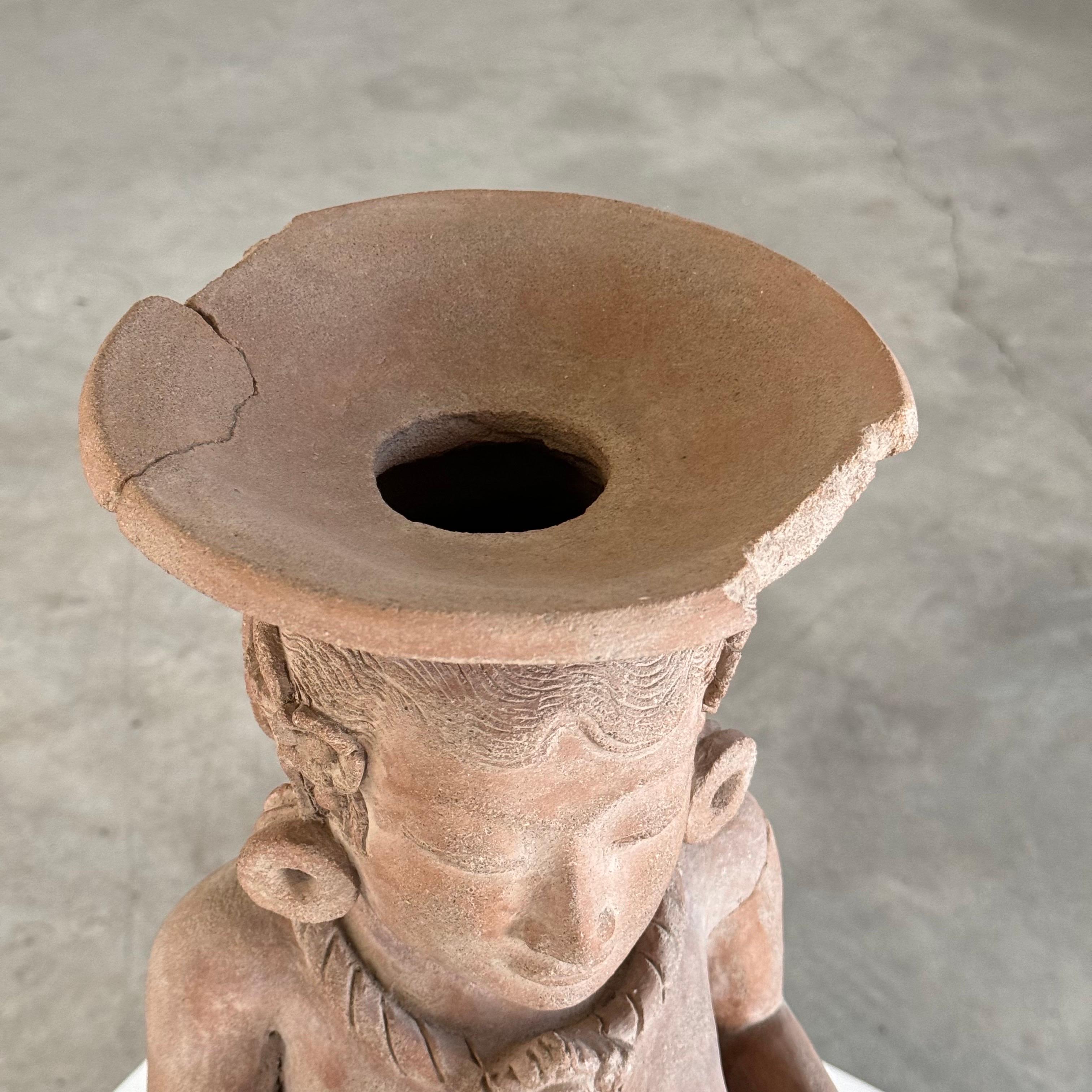 Hand-Crafted 15th Century Majapahit Terracotta Handmaiden Figure (Fertile Woman with Child) For Sale