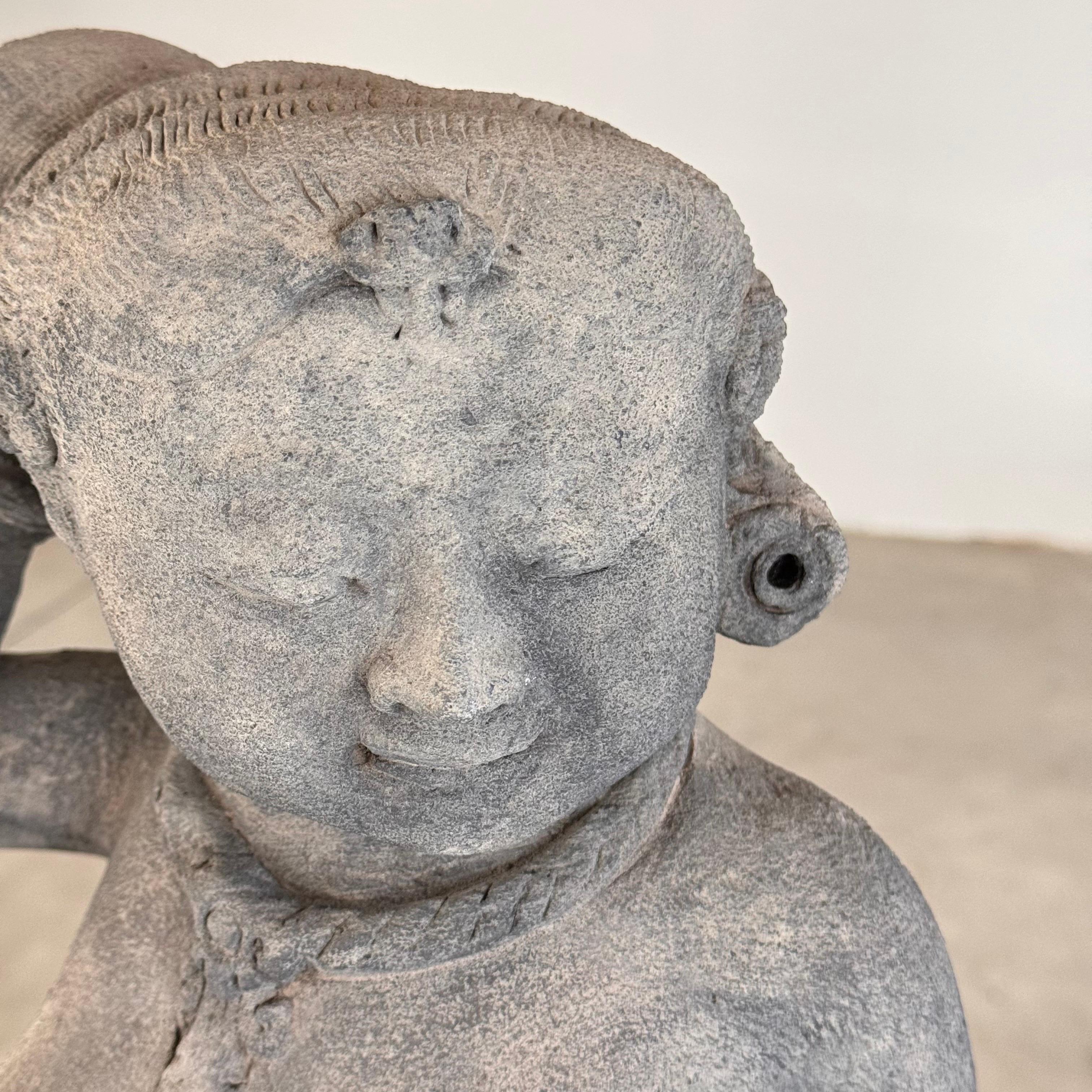 15th Century Majapahit Terracotta Handmaiden Figure (Woman Holding Her Hair) For Sale 5