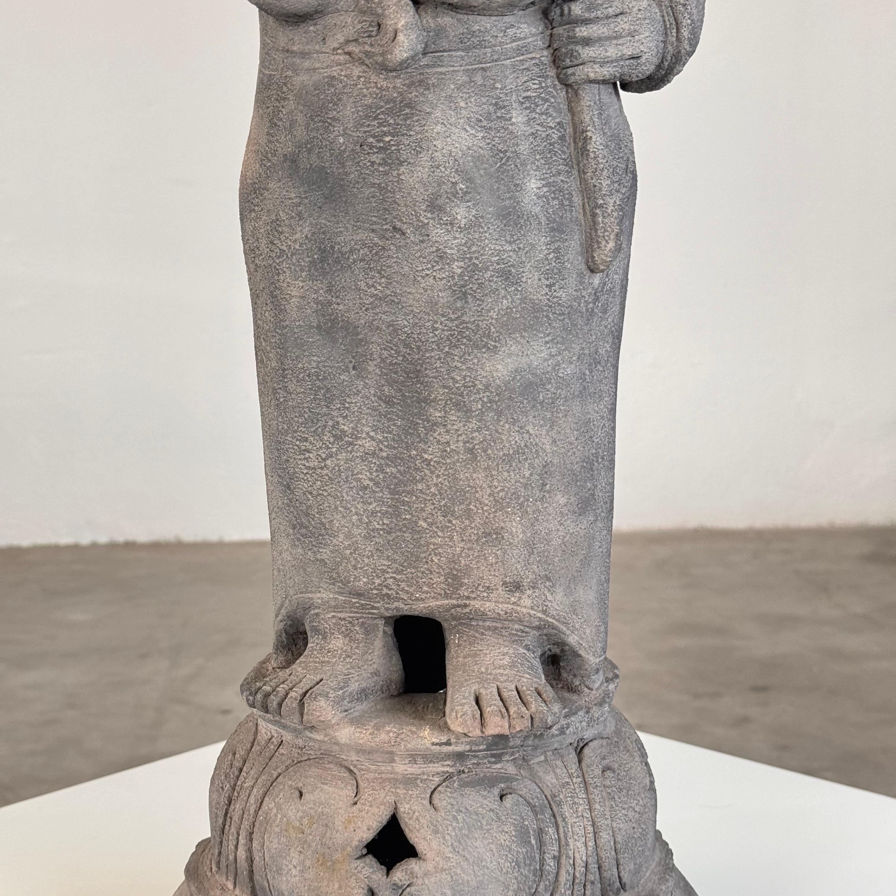 18th Century and Earlier 15th Century Majapahit Terracotta Handmaiden Figure (Woman Holding Her Hair) For Sale