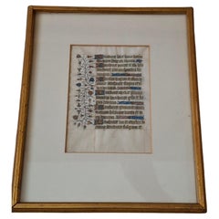 15th Century Medieval Manuscript Page From Book of Hours