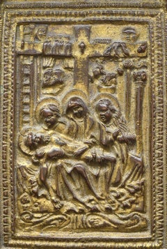 15th century North Italian Gilt Bronze Pax of the Lamentation