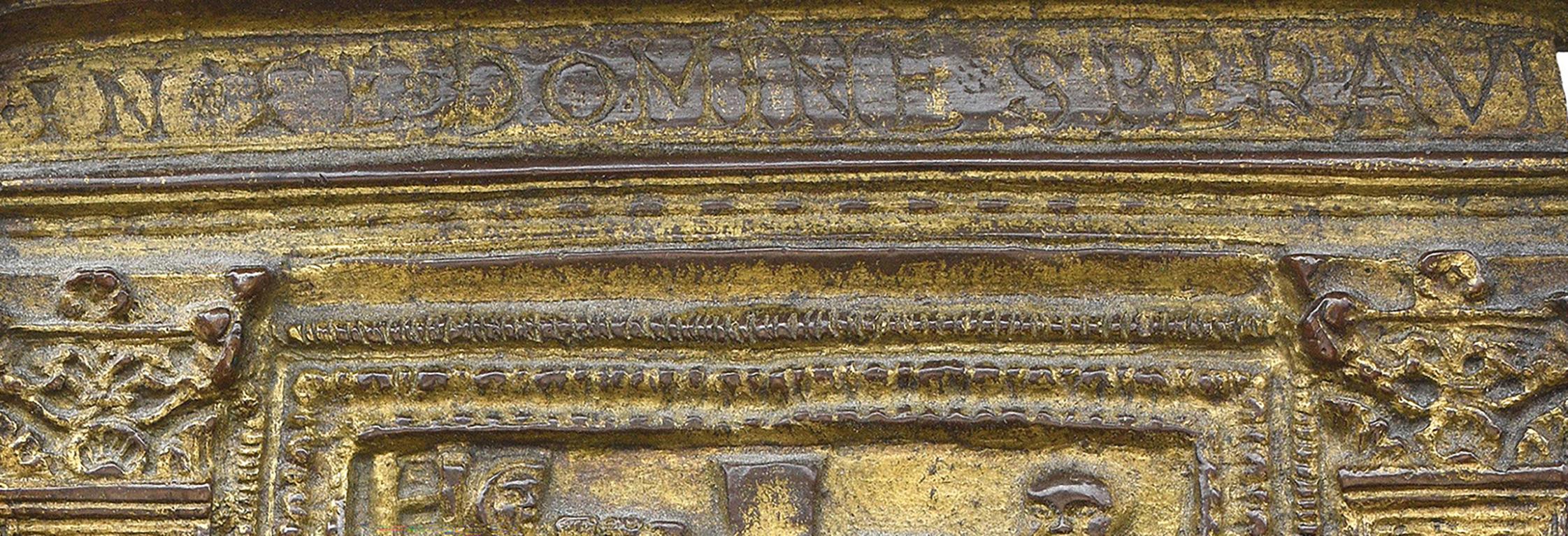 Cast 15th century North Italian Gilt Bronze Pax of the Lamentation For Sale