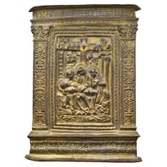 Norditalienische vergoldete Bronze-Plakette der Zelebrierung aus dem 15. Jahrhundert