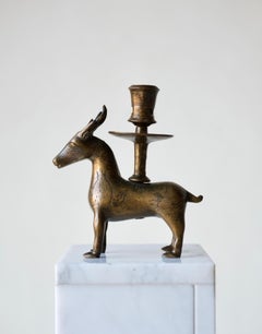 15th Century Northern European Bronze Stag Candlestick