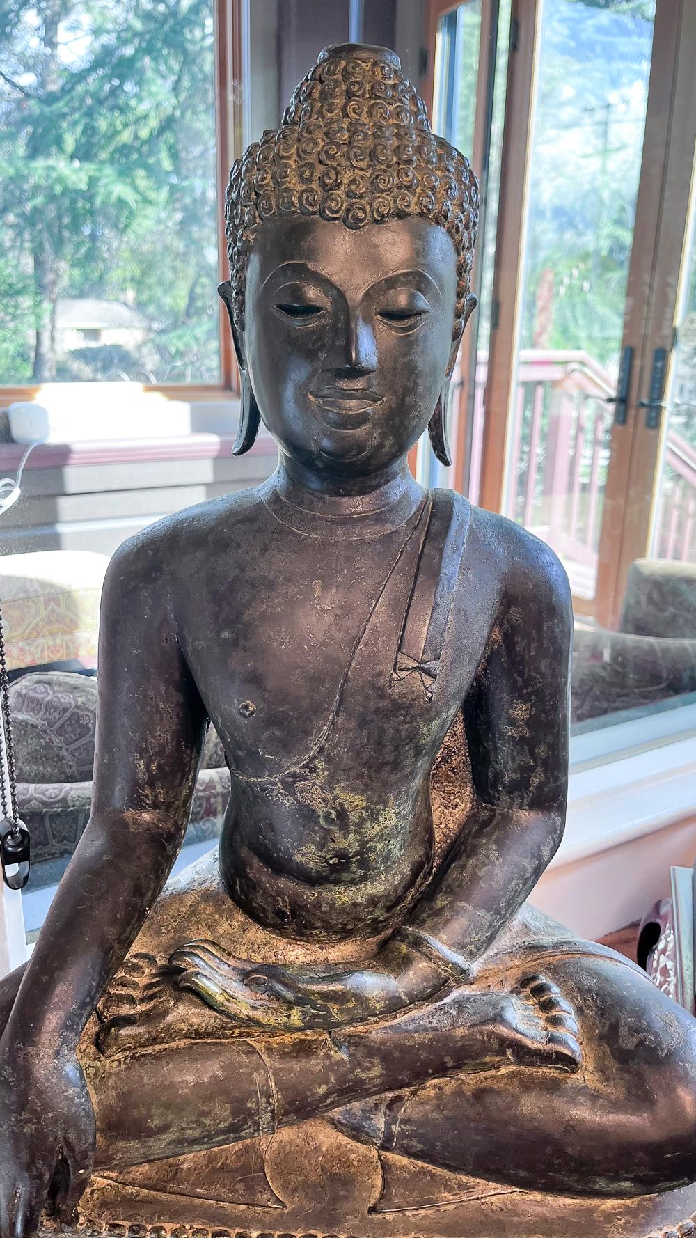 15th Century Northern Thai Bronze Buddha Masterpiece w Provenance - 9200 For Sale 11