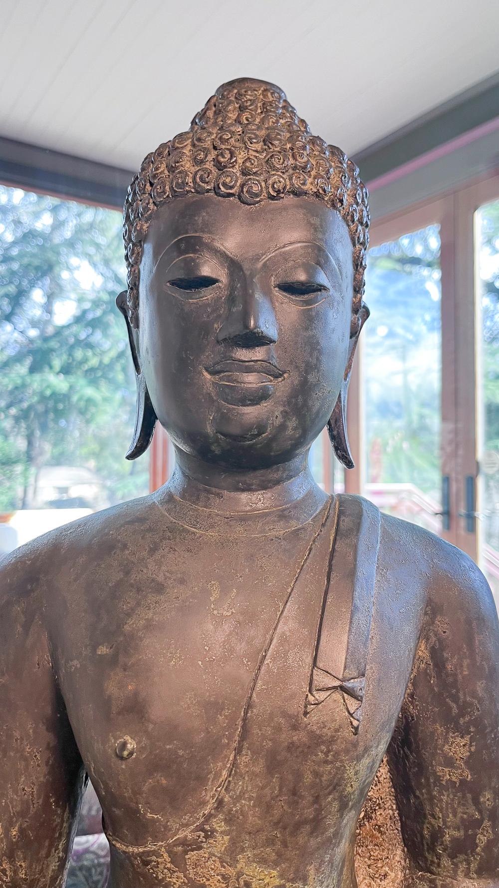 15th Century Northern Thai Bronze Buddha Masterpiece w Provenance - 9200 For Sale 13