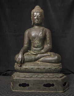 Antique 15th Century Northern Thai Cast Bronze Buddha Sculpture by Master Artisan