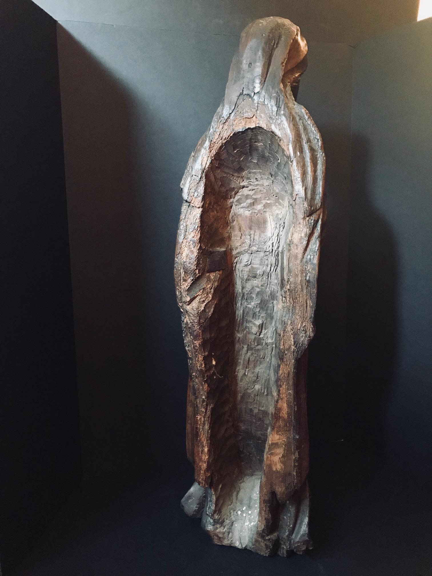 seltene englische Eichenskulptur der Jungfrau aus dem 15. Jahrhundert:: um 1450 5