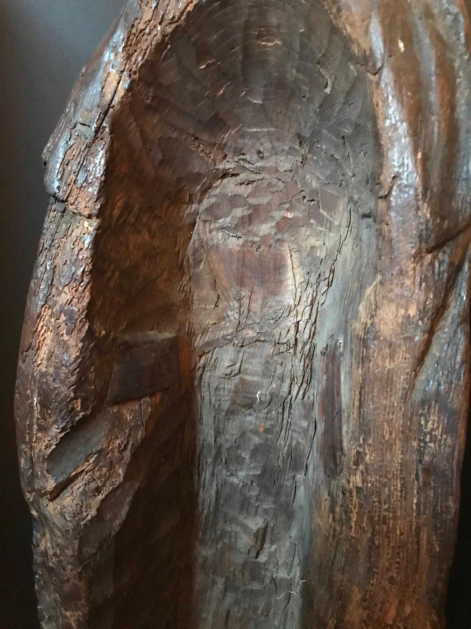 seltene englische Eichenskulptur der Jungfrau aus dem 15. Jahrhundert:: um 1450 7