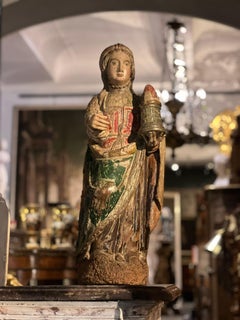rare sculpture de Sainte-Barbe du XVe siècle