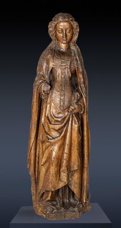 Santa Catalina Bajo Rin Escultura Siglo XV Madera Francia Gótico