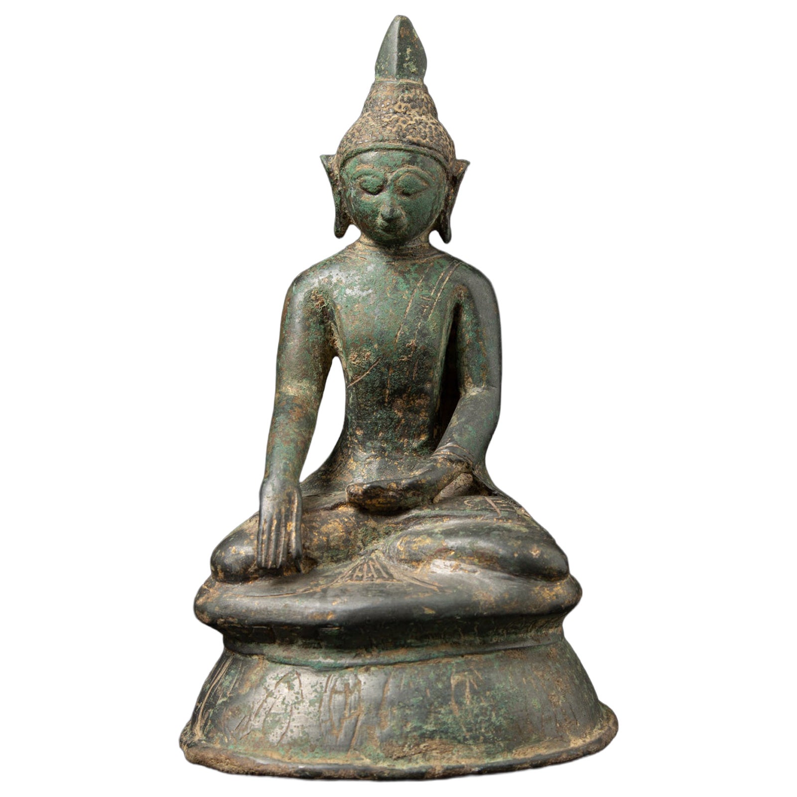 statue de Bouddha birman en bronze ancien spéciale du 15e siècle de Birmanie