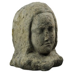 15th Century Stone Sculpture, Bust of a Wooman