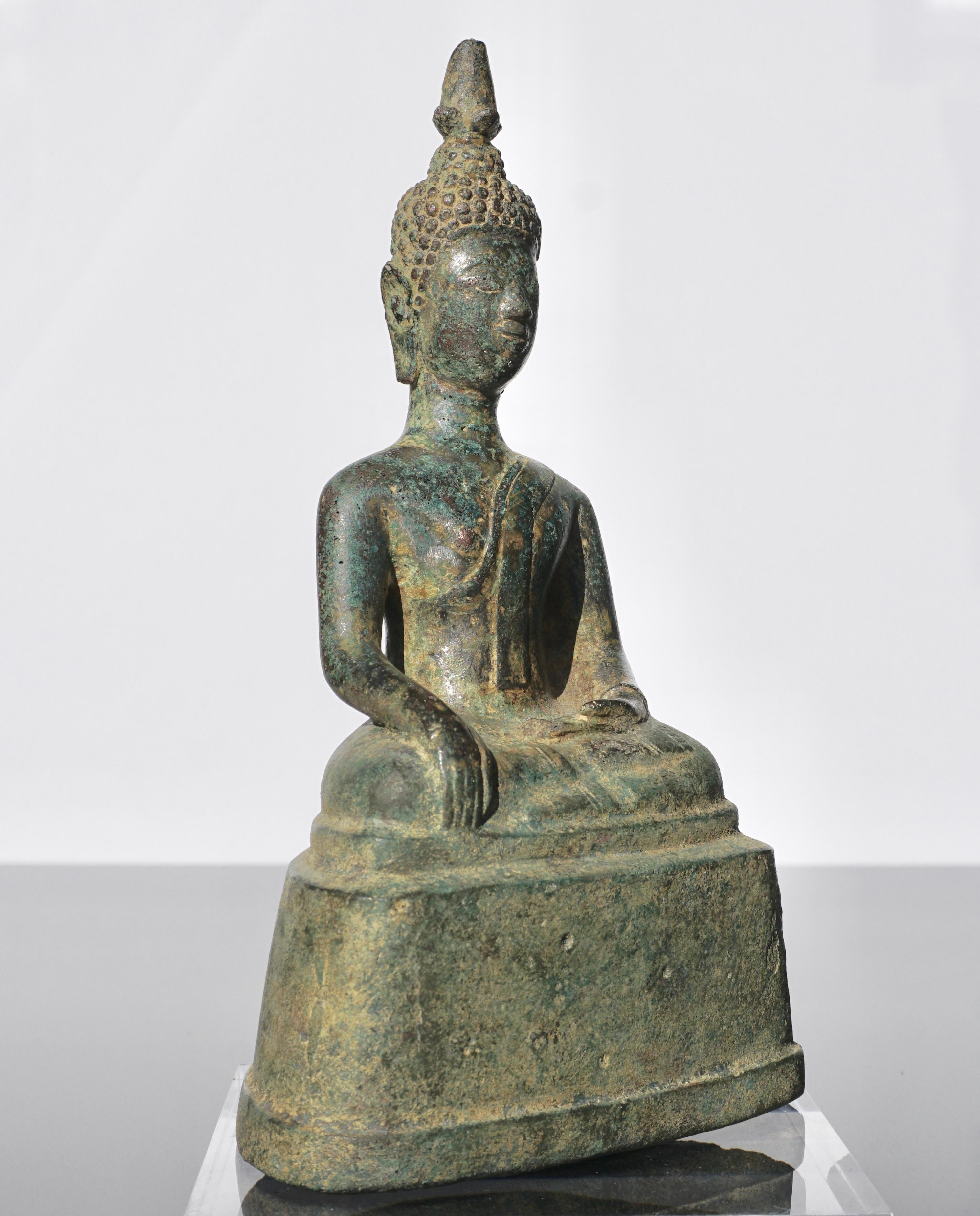 Agra 15th Century Thai Ayutthaya Verdigris Bronze Buddha