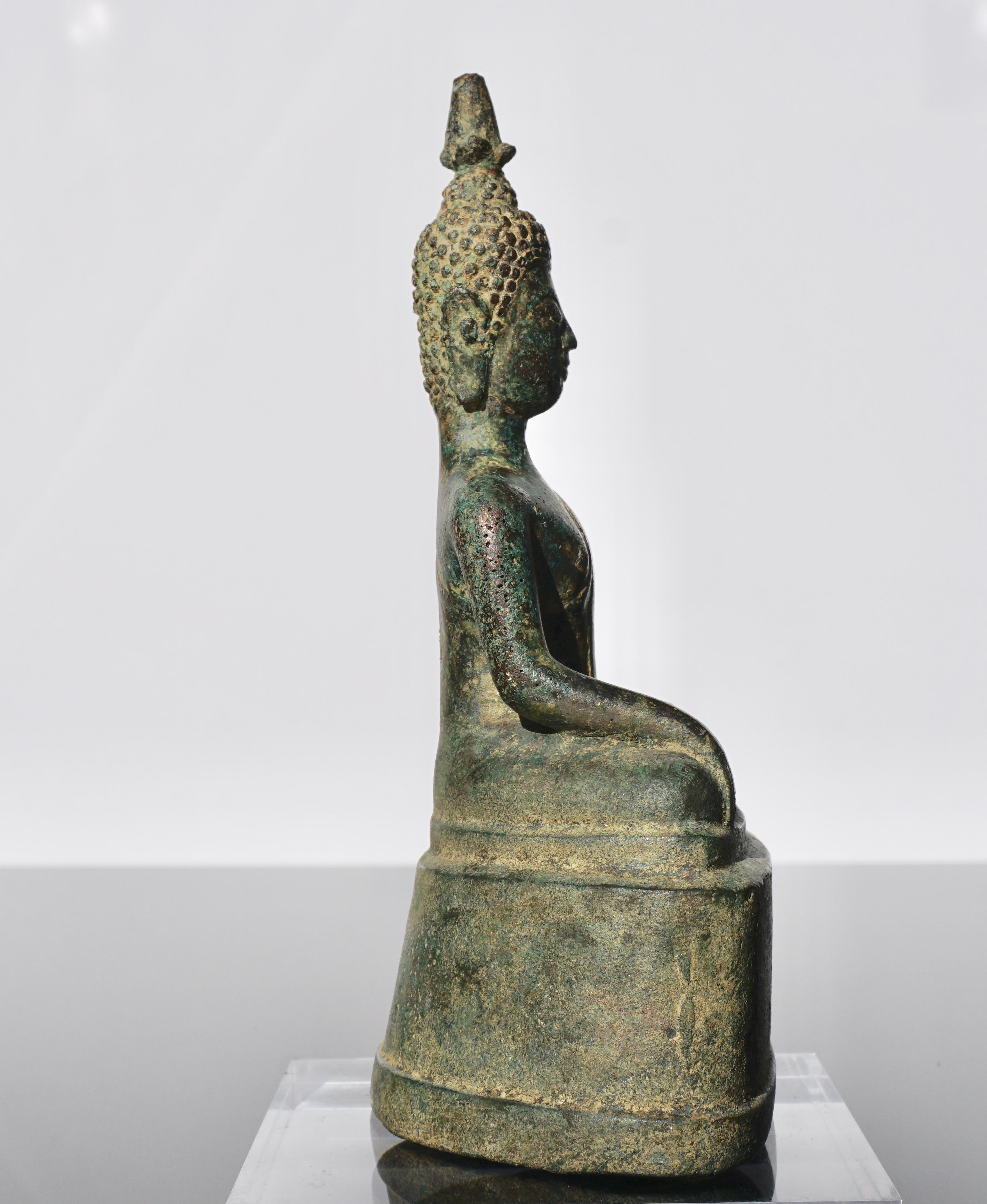 Cast 15th Century Thai Ayutthaya Verdigris Bronze Buddha