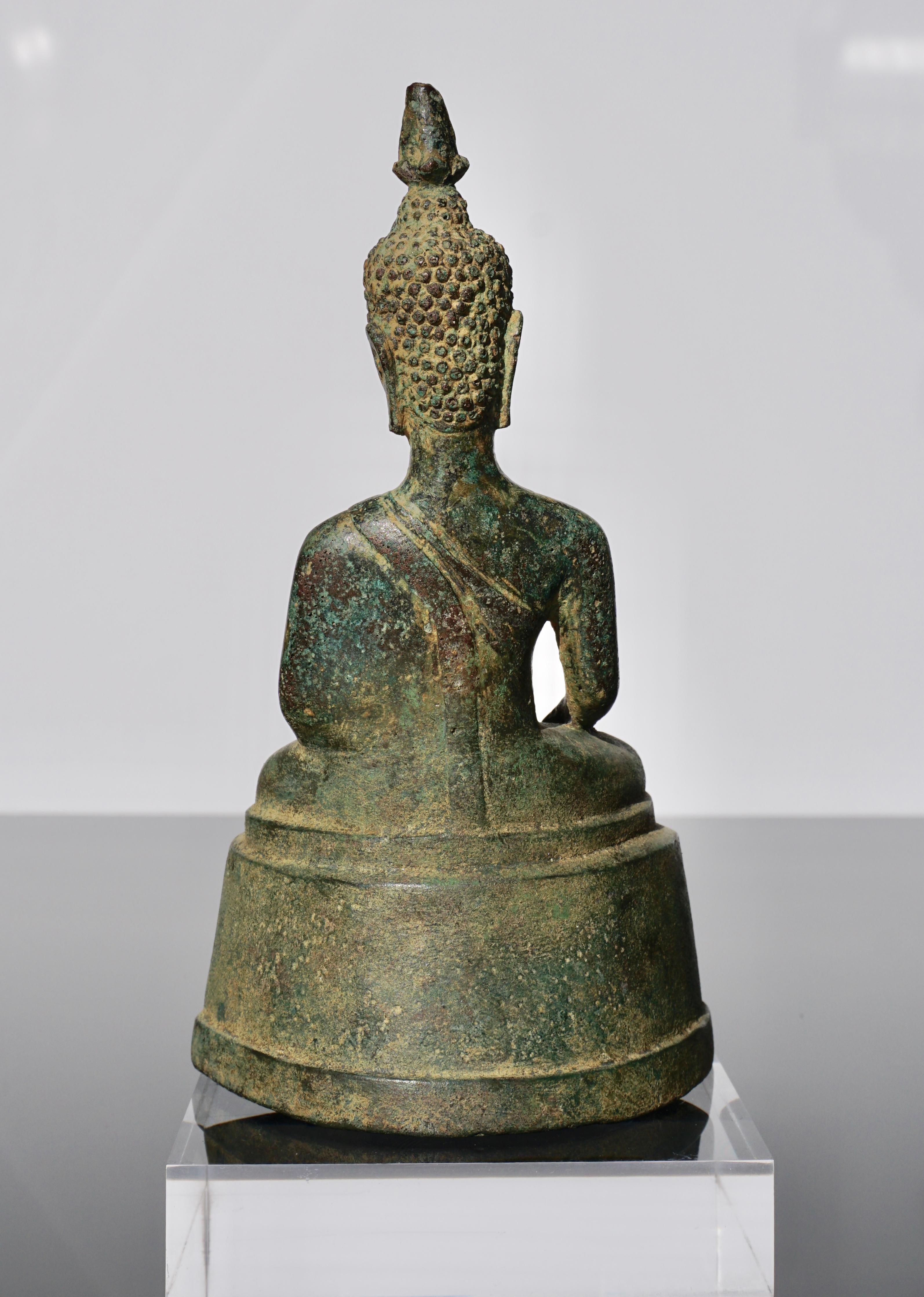 18th Century and Earlier 15th Century Thai Ayutthaya Verdigris Bronze Buddha