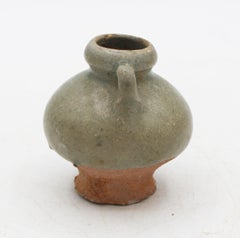 15th Century Thai Sawankhalok Celadon Glazed Pottery Jarlet