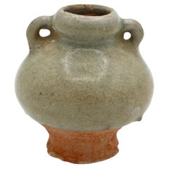 15th Century Thai Sawankhalok Celadon Glazed Pottery Jarlet