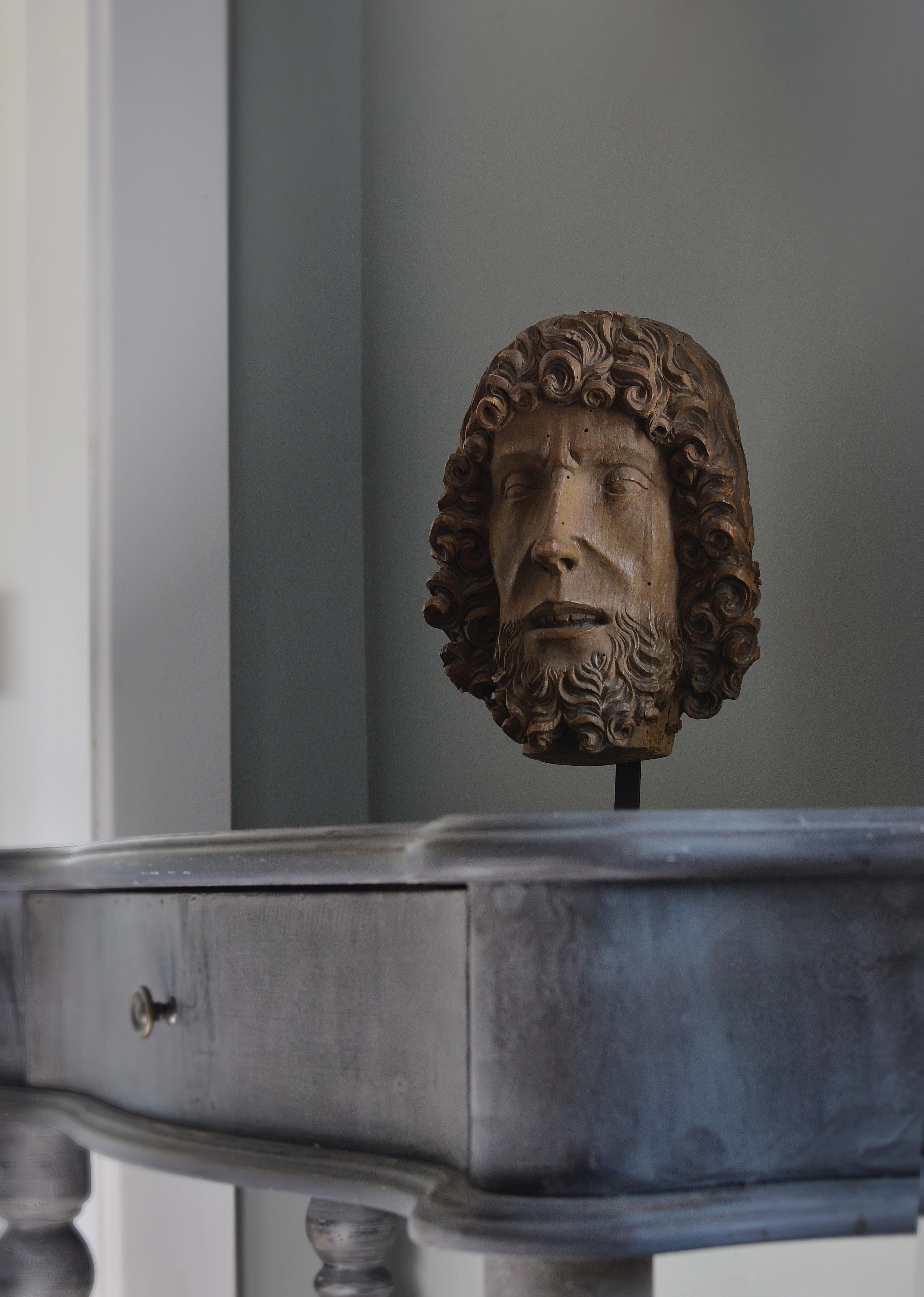 Head of John the Baptist

Bernt Notke and/or workshop
Lübeck, Germany, Stockholm, Sweden or the Baltics; circa. 1475-1500

Wood; approximate height: 23 cm

The present bust, presumably depicting John the Baptist and carved three-quarters