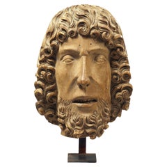15th Century Wooden Bust of John the Baptist Attributed to Bernt Notke