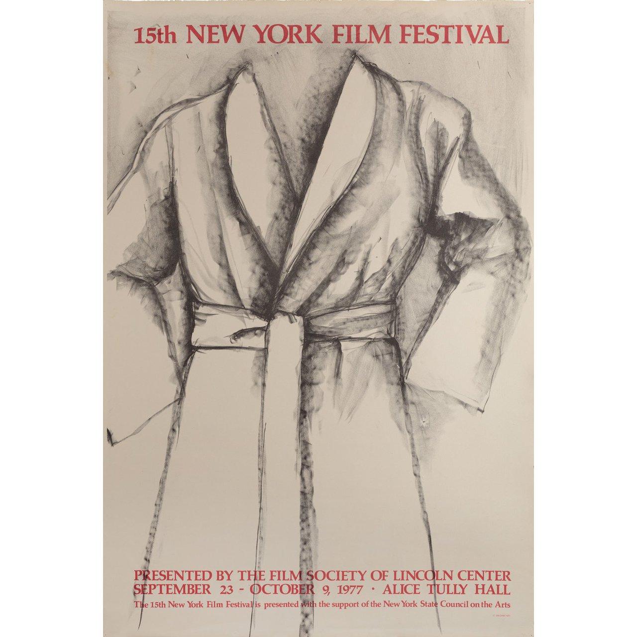 Original 1977 U.S. half subway poster by Jim Dine for the 1963 festival New York Film Festival. Very Good-Fine condition, rolled. Please note: the size is stated in inches and the actual size can vary by an inch or more.